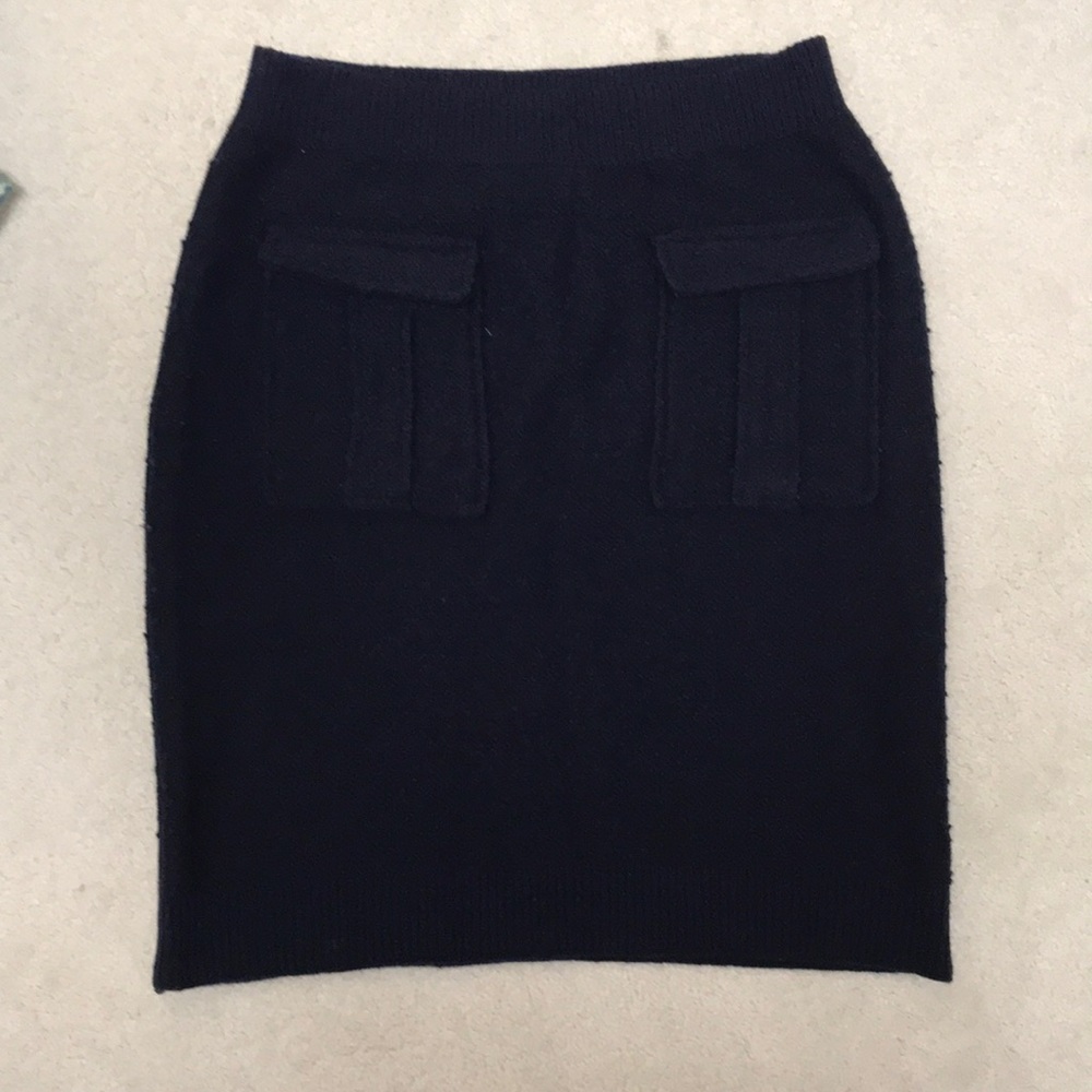 Anthropologie MOTH navy blue knit skirt S